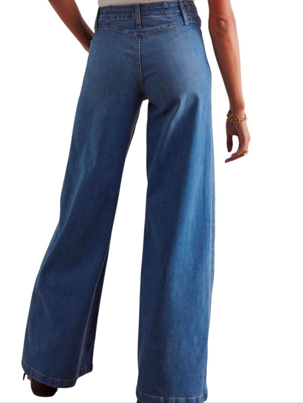 Free PeopleLibre High Rise Wide Leg Stretch Denim Jeans Meduim Wash Blue Size 31 - Picture 2 of 16